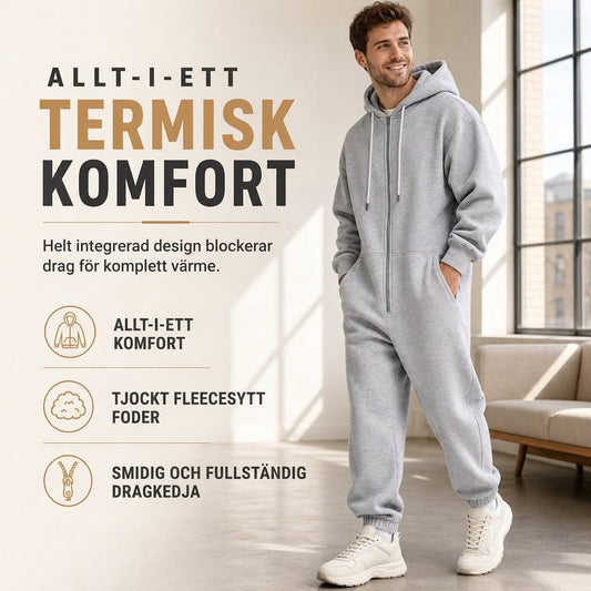Vinterträningsset för män med helblixtjacka med huva och joggingbyxor