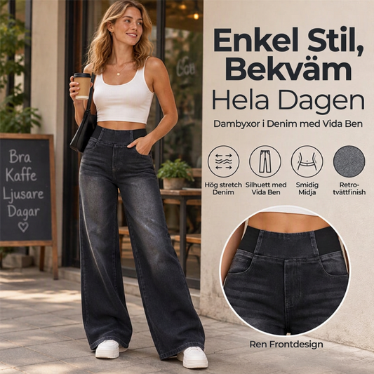⏳Sista dagen med rea - 49 % rabatt👖kvinnors avslappnade jeans med stretch och vida ben