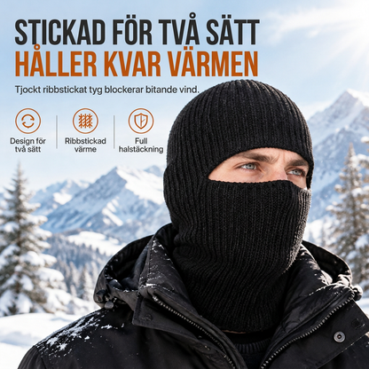 Varma stickad balaclava-mössa Vindvinter vintermoössa och ansiktsmask för kallt väder huva