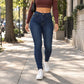 Kvinnliga högmidjiga stretchiga skinny jeans