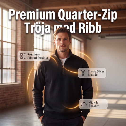 Premium Sweatshirt med kvartscip och dragkedja