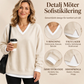Lagerlookad V-ringad Sweatshirt för Kvinnor