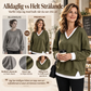 Lagerlookad V-ringad Sweatshirt för Kvinnor