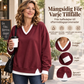 Lagerlookad V-ringad Sweatshirt för Kvinnor