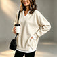Lagerlookad V-ringad Sweatshirt för Kvinnor
