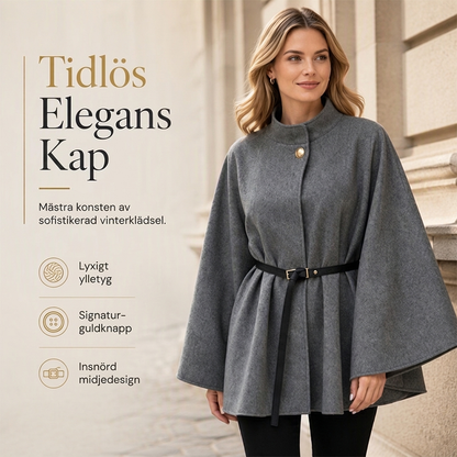 Nyhetserbjudande✨|Elegant capekappa dam med ståkrage och skärp