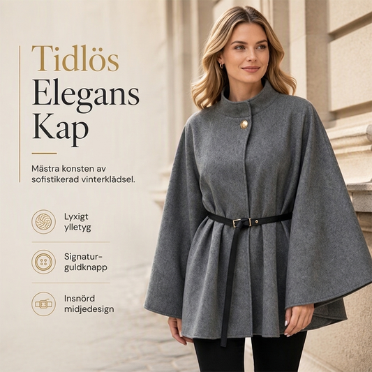 Nyhetserbjudande✨|Elegant capekappa dam med ståkrage och skärp