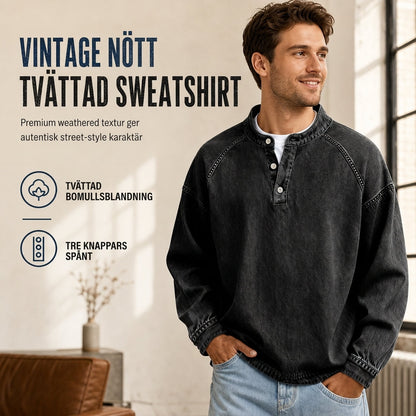 Herr Vintage-ledig luvtröja i lös passform