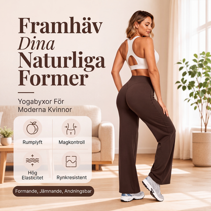 Högmidjade vida yogabyxor för kvinnor