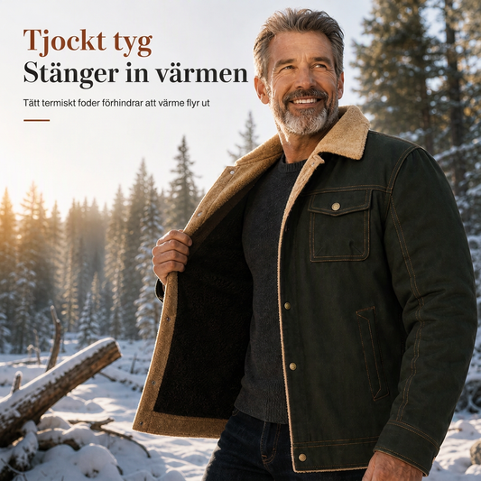 Tjockt fodrad kappa i rent bomullsstyg för män, Casual Lapel Cargo-klistrad kappa