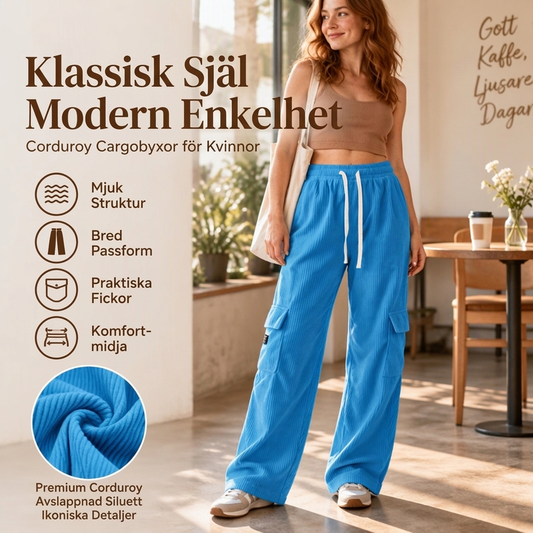 Vårdagens avslappnade retro corduroy cargo-byxor