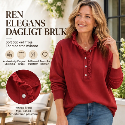 Långärmad sweatshirt med volangkrage