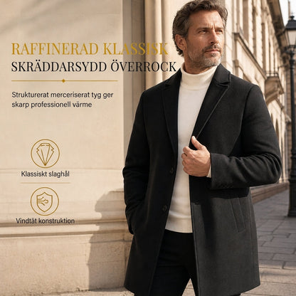 Herr klassisk enfärsad trenchcoat för affärsmässig och avslappnad användning – premium vindtät jacka