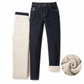 Varmfodrade jeans för män, vintermodell, lösa raka ben, avslappnade jeansbyxor