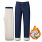 Varmfodrade jeans för män, vintermodell, lösa raka ben, avslappnade jeansbyxor