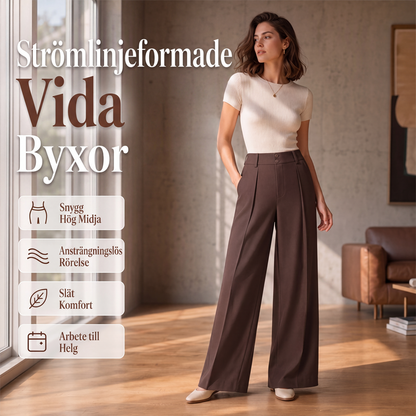 Damens höga midja vida byxor
