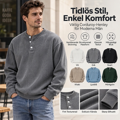 Casual manlig långärmad henley-topp i manchester