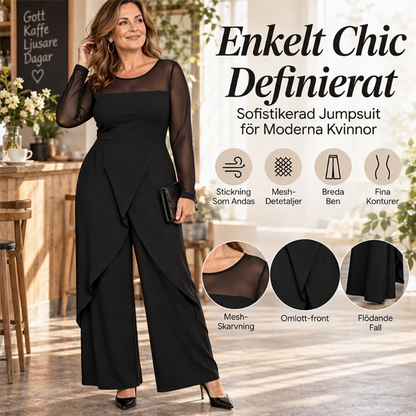 Kvinnor Elegant Mesh Långärmad Jumpdräkt med Omslag