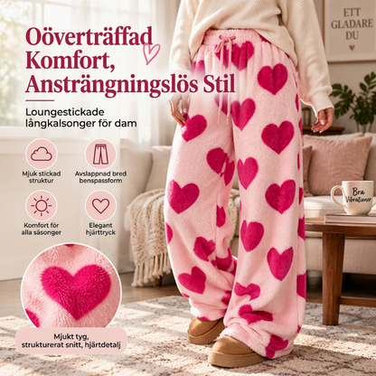 💖 Mjuka plyschbyxor med hjärtan – För kvinnor, sköna och gulliga 📦