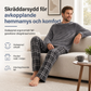 Mjuk plyschstickad loungetröja och pyjamas för män med rundhalsad tröja i enfärgad design och rutiga byxor