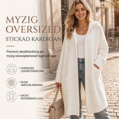 🧶 Lång koftad stickad tröja med huva för kvinnor – Mjuk, varm och stilren ✨