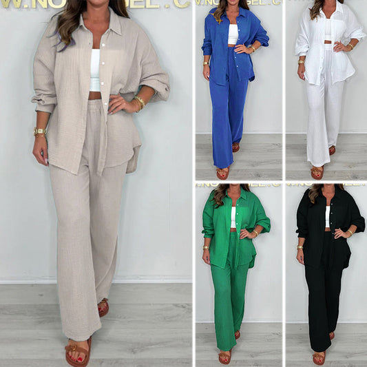 💜 Semestererbjudanden – 50 % rabatt 💜Högkvalitativt tvådelat set i casual stil för kvinnor